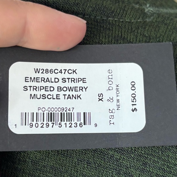 NWT Rag & Bone Emerald Striped Muscle Bowery Tank - Picture 4 of 4